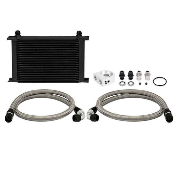 Mishimoto Universal 10 Row Oil Cooler Kit (Metal Braided Lines) - Bull Strap