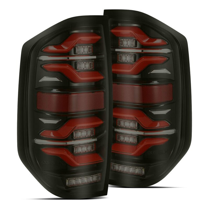 AlphaRex 14-21 Toyota Tundra LUXX LED Taillights Black/Red w/Activ Light/Seq Signal - Bull Strap