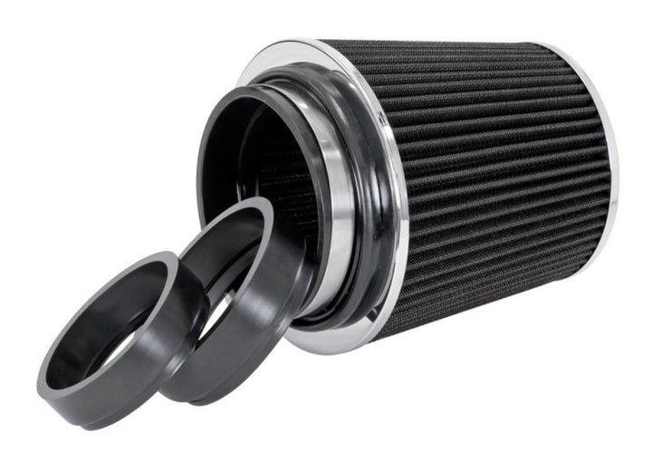 Spectre Adjustable Conical Air Filter 5-1/2in. Tall (Fits 3in. / 3-1/2in. / 4in. Tubes) - Black - Bull Strap