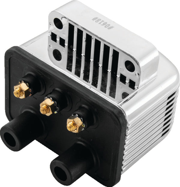 Twin Power Big Twin and XL Custom Application Ignition Coil Chrome Single Fire Dual Output 3 ohm - Bull Strap