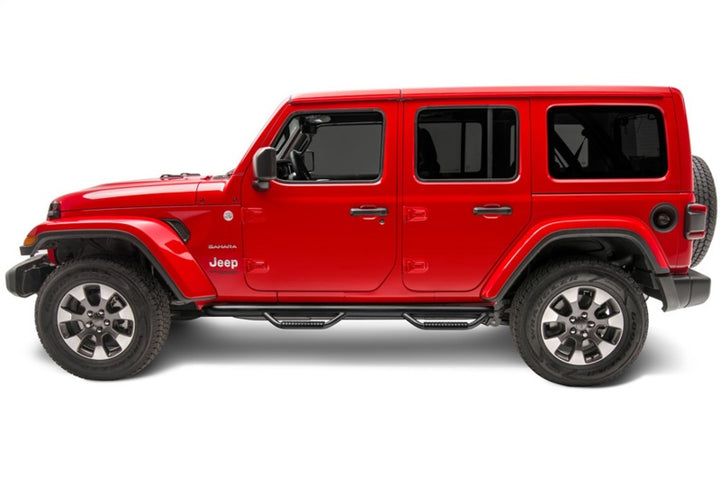 N-Fab Nerf Step 2018 Jeep Wrangler JL SUV 4 Door- Tex. Black - W2W - 3in - Bull Strap