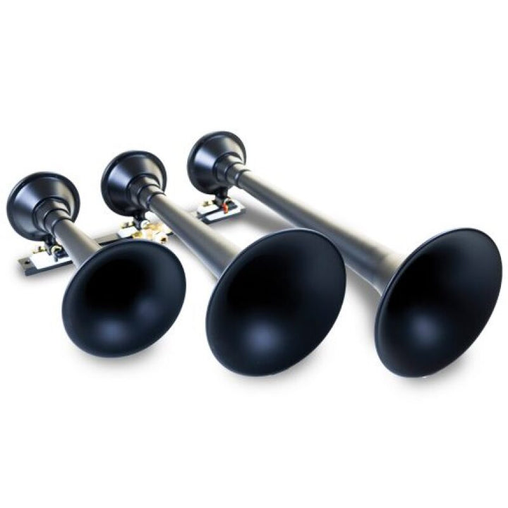 Kleinn Black Triple Horn/ 18.25In/ 14.75In/10In - XCR2.0 Coated Spun Steel - Bull Strap