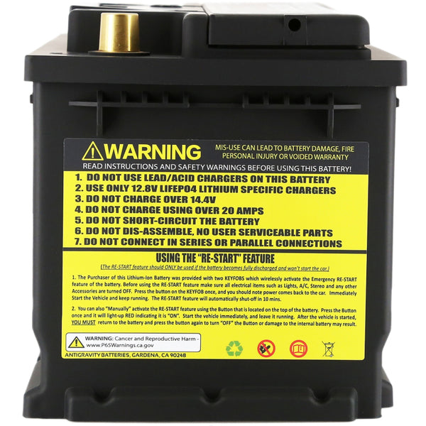 Antigravity H7/Group 94R Lithium Car Battery w/Re-Start - Bull Strap