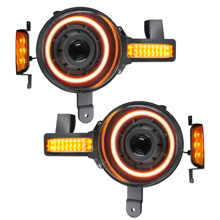 Oracle 2021+ Ford Bronco Oculus  Bi-LED Projector Headlights - Amber/White Switchback - Bull Strap