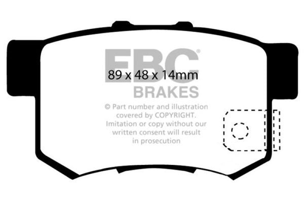 EBC 97 Acura CL 2.2 Redstuff Rear Brake Pads - Bull Strap