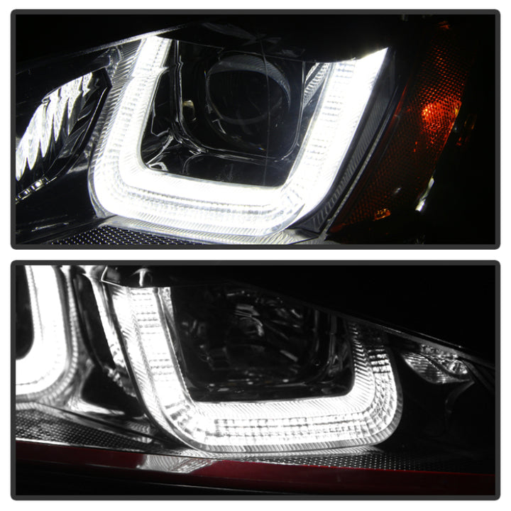 Spyder Volkswagen Golf VII 14-16 Projector Headlights DRL LED Red Stripe Blk PRO-YD-VG15-RED-DRL-BK - Bull Strap
