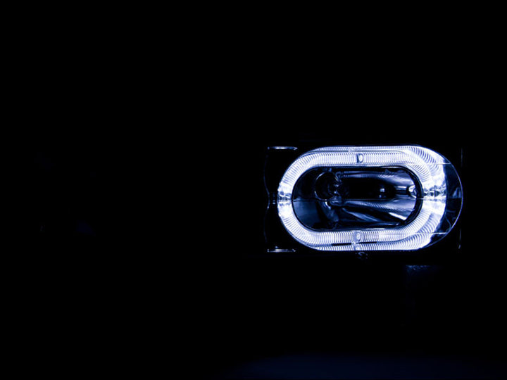 ANZO 1988-1998 Chevrolet C1500 Crystal Headlights Chrome w/ Halo - Bull Strap