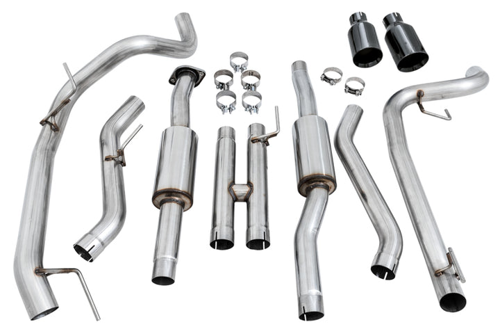 AWE Tuning 2017+ Ford Raptor 0 FG Performance Exhaust System - w/ Diamond Black Tips - Bull Strap