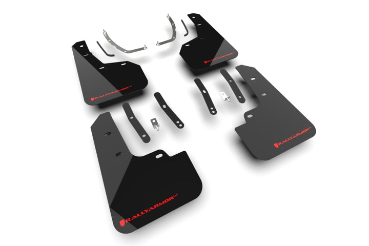 Rally Armor 2025+ Hyundai Tucson (Excl. ICE & XRT) Black UR Mud Flap w/ Red Logo - Bull Strap