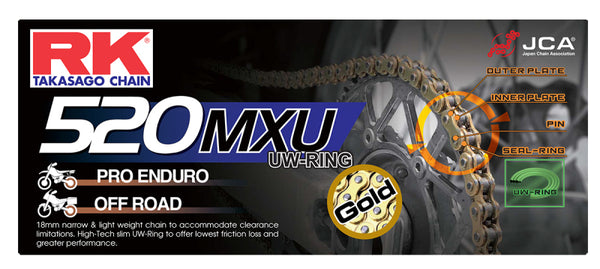 RK Chain GB520MXU-110L UW-Ring - Gold - Bull Strap