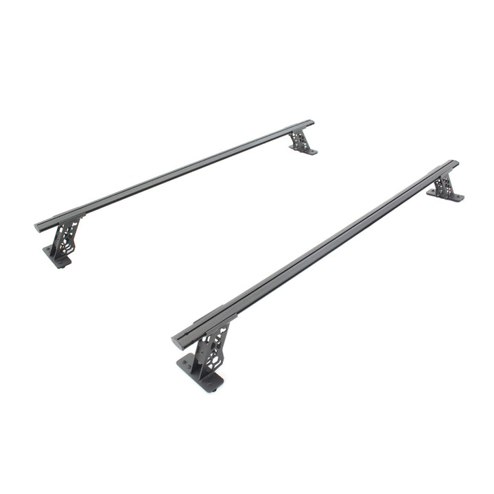 Go Rhino 15-22 Ford F-150 / 07-21 Toy. Tundra XRS Cross Bars Kit - Tex Blk (Attch Tonneau Cvr T-Trk) - Bull Strap