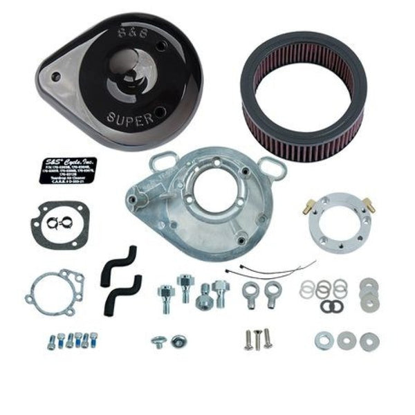 S&S Cycle 01-17 Stock EFI BT Models Teardrop Air Cleaner Kit - Gloss Black - Bull Strap