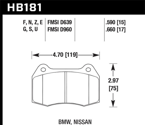 Hawk 94-97 BMW 840CI/850CI HPS Front Street Brake Pads - Bull Strap