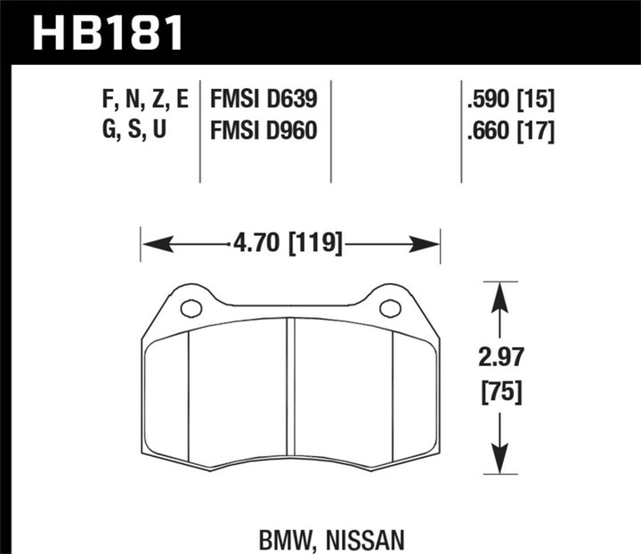 Hawk 94-97 BMW 840CI/850CI HPS Front Street Brake Pads - Bull Strap