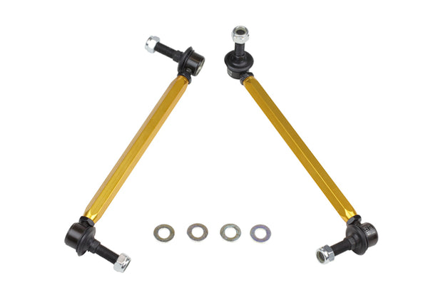 Whiteline 05+ Mustang Coupe 8cyl (Inc Shelby GT/ GT500) Front Swaybar Link Kit H/Duty Adj Steel Ball - Bull Strap