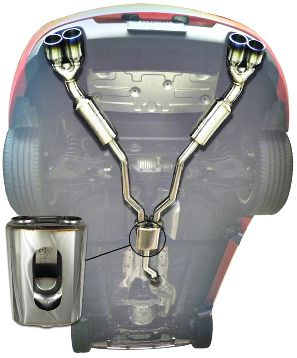 Injen 10-13 Hyundai Genesis Coupe 2.0L(t) 4cyl SS Exhaust w/ 76mm Y-Pipe Resonator/Molded SS Flanges - Bull Strap