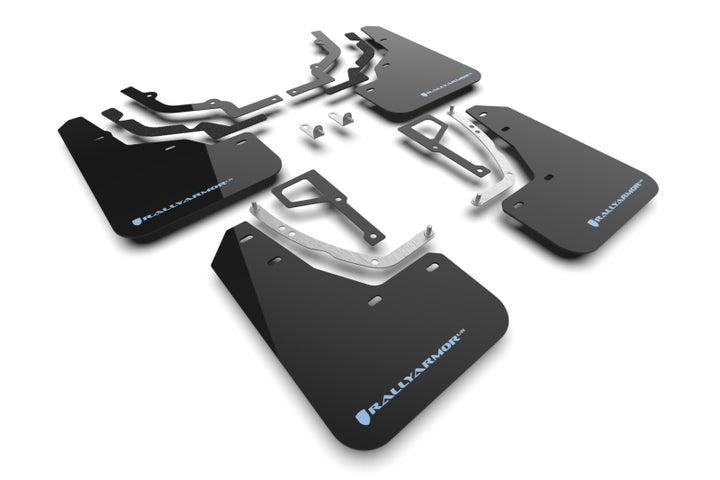 Rally Armor 2025 Hyundai Ioniq 5 N Black Mud Flap w/Light Blue Logo - Bull Strap