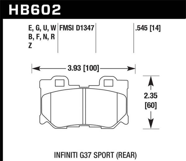 Hawk 2009-2013 Infiniti FX50 Sport HPS 5.0 Rear Brake Pads - Bull Strap