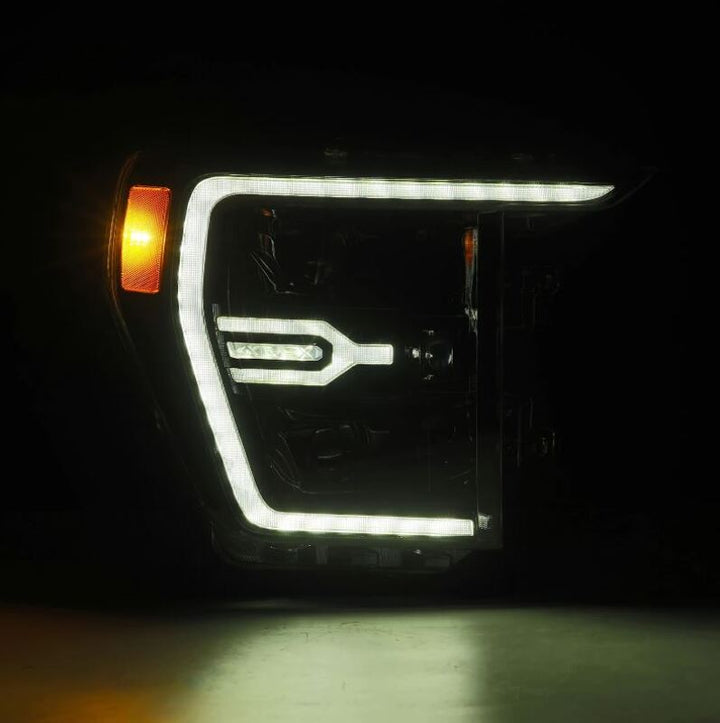 AlphaRex 21-22 Ford F150 Luxx-Series Projector Headlights Alpha-Black w/Activ Light/Seq Signal - Bull Strap