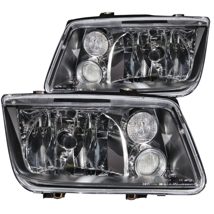 ANZO 1999-2005 Volkswagen Jetta Crystal Headlights Black w/o Bulbs - Bull Strap