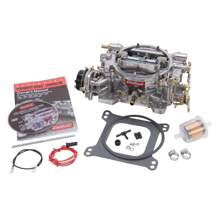 Edelbrock Carburetor Performer Series 4-Barrel 600 CFM Electric Choke Satin Finish - Bull Strap