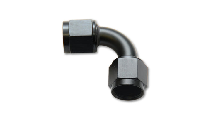 Vibrant -3AN Female 90 Degree Union Adapter (AN to AN) - Anodized Black Only - Bull Strap