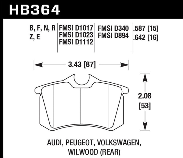 Hawk 89-92 VW Golf GTi / GLS Turbo/ GLX ( VR6) / 1.8 Turbo / VR6 / 00-06 Audi TT HPS Street Rear Bra - Bull Strap