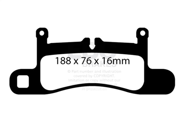 EBC 11+ Porsche Cayenne 3.0 Supercharged Hybrid Bluestuff Rear Brake Pads - Bull Strap