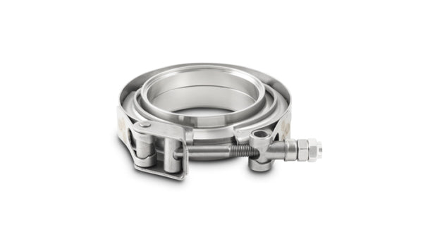 Vibrant T304 SS V-Band Flange Assembly for 2.25in O.D. Tubing incl 2 V-Band flanges & 1 V-Band Clamp - Bull Strap