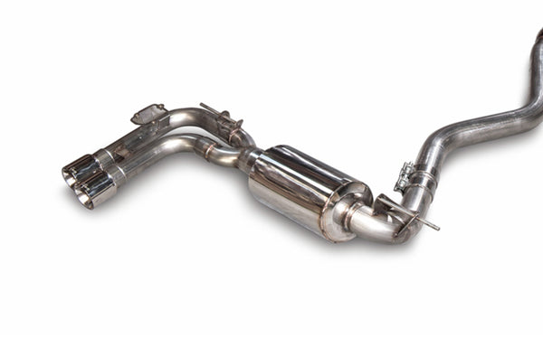 AWE Tuning BMW F3X 28i / 30i Touring Edition Axle-Back Exhaust Single Side - 80mm Silver Tips - Bull Strap