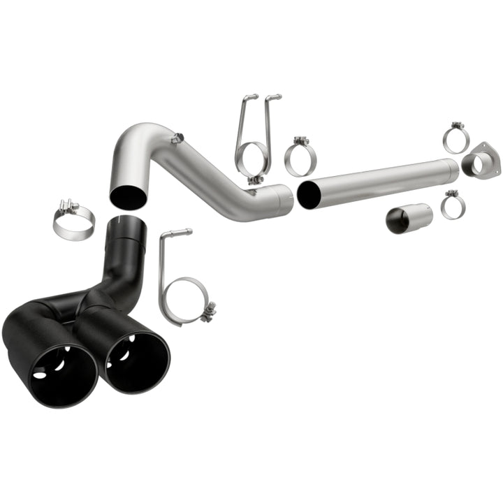 MagnaFlow 08-18 Ford F-250/F-350/F-450 4.6L/6.7 DPF-Back Black 4in Dual Single Rear Exit - Bull Strap