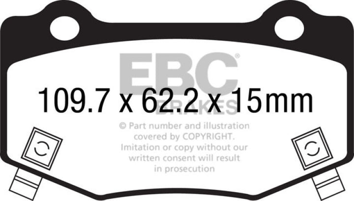 EBC 16+ Cadillac ATS-V 3.6 Twin Turbo Redstuff Rear Brake Pads - Bull Strap
