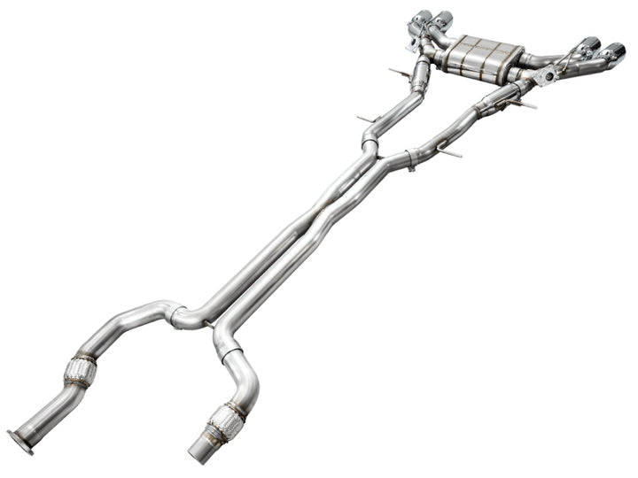 AWE Tuning 2021+ Cadillac CT4-V Blackwing SwitchPath Exhaust - Chrome Silver Tips - Bull Strap