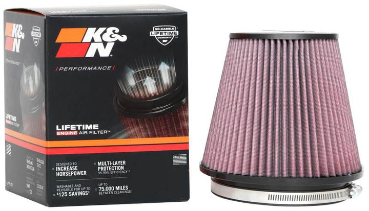 K&N Universal Clamp-On Air Filter 6in FLG / 7-1/2in B / 5in T / 6-1/2in H - Bull Strap