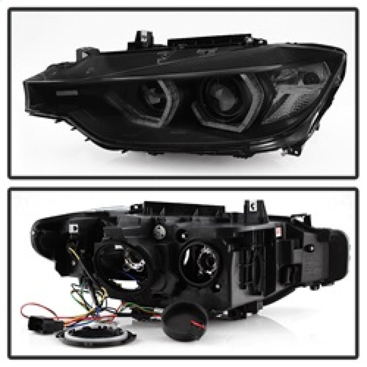 Spyder 12-14 BMW F30 3 Series 4DR Projector Headlights - LED DRL - Blk Smoke PRO-YD-BMWF3012-DRL-BSM - Bull Strap