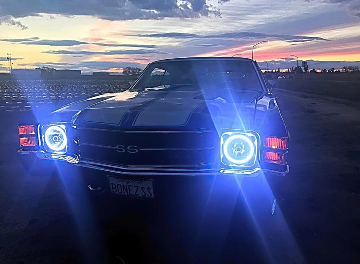 Oracle Pre-Installed Lights 7 IN. Sealed Beam - White Halo - Bull Strap