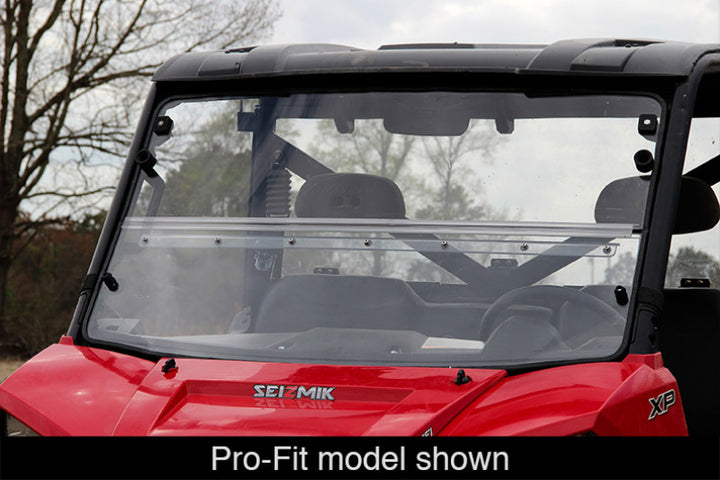 Seizmik 10-14 Polaris 400-570 Ranger Mid-Size - 1.75 in. Versa-Fold Windshield - UV Resistant Poly - Bull Strap