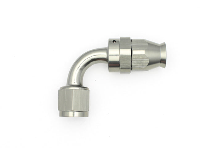 DeatschWerks 8AN Female Swivel 90-Degree Hose End PTFE (Incl. 1 Olive Insert) - Bull Strap