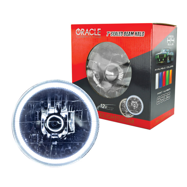 Oracle Pre-Installed Lights 7 IN. Sealed Beam - White Halo - Bull Strap