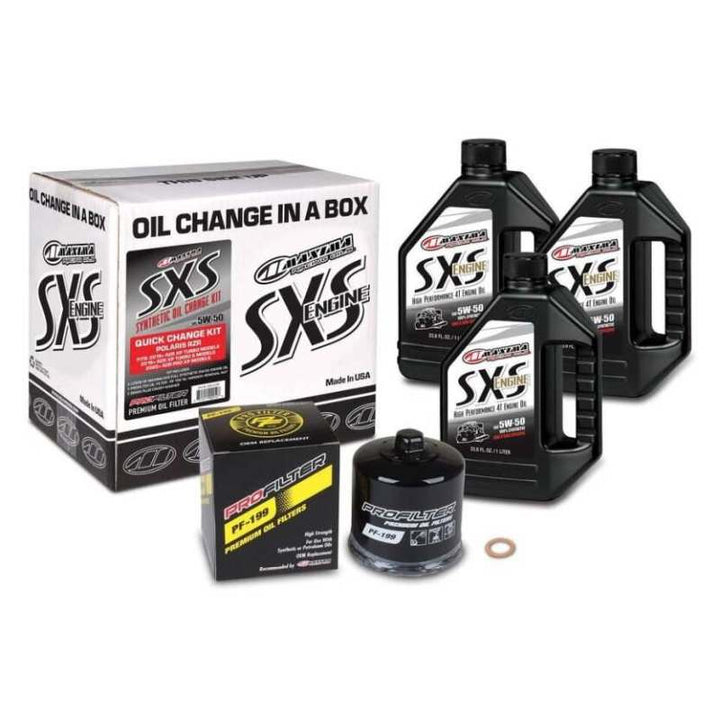 Maxima SXS Polaris RZR/Ranger Quick Change Kit w/Full Synthetic 5W50 Engine Oil/Filter/Hardware - Bull Strap