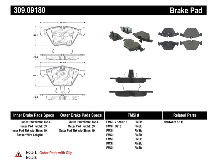 StopTech Performance 07-09 BMW E90/E92/E93 335i Coupe/Sedan Front Brake Pads D918 - Bull Strap