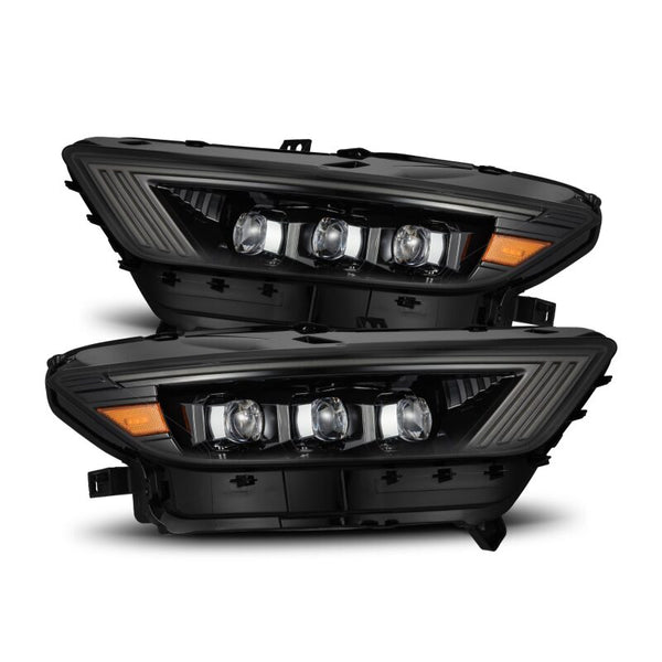 AlphaRex 15-17 Ford Mustang NOVA LED Proj HL Alpha-Black w/Activ Light/Seq. Signal + Switchback DRL - Bull Strap