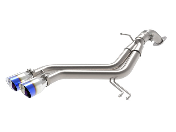 aFe Takeda 13-17 Hyundai Veloster L4-1.6L 2-1/2in 304 SS Axle-Back Exhaust w/ Blue Flame Tips - Bull Strap