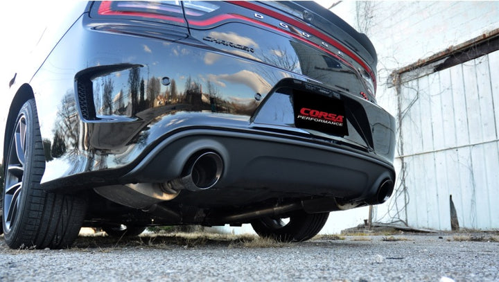 Corsa 2015-2023 Dodge Charger SRT/Scat Pack/R/T 6.4L Black Xtreme Cat-Back Exhaust - Bull Strap