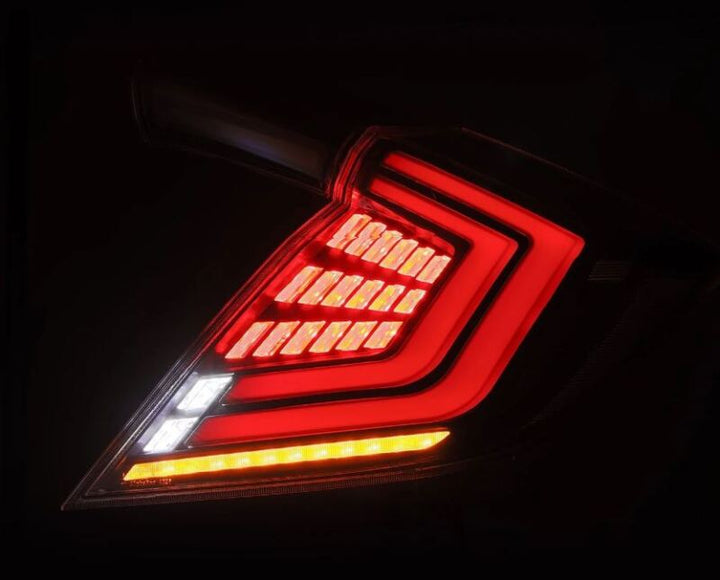 AlphaRex 16-21 Honda Civic Hatchback / Type-R FK8 Nova-Series LED Tail Lights (Pair) - Black - Bull Strap