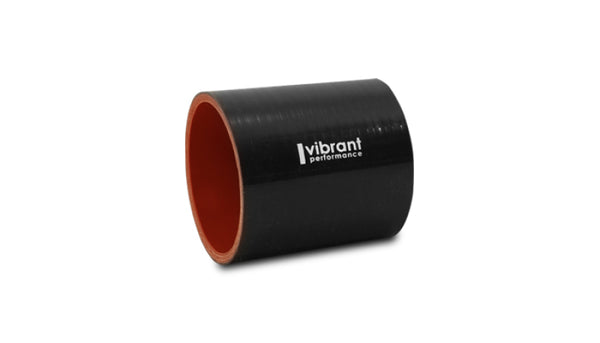 Vibrant 4 Ply Reinforced Silicone Straight Hose Coupling - 3.5in I.D. x 3in long (BLACK) - Bull Strap