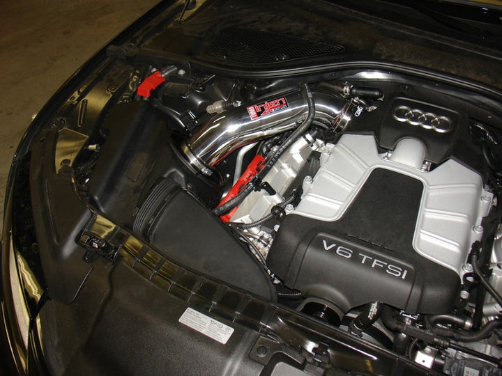 Injen 12-18 Audi A7 3.0L Supercharged Wrinkle Black Cold Air Intake w/ MRI Tech & Air Horn - Bull Strap