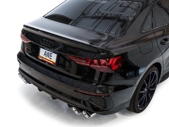 AWE 22-24 Audi 8Y S3 Track Edition Exhaust  - Chrome Silver Tips - Bull Strap