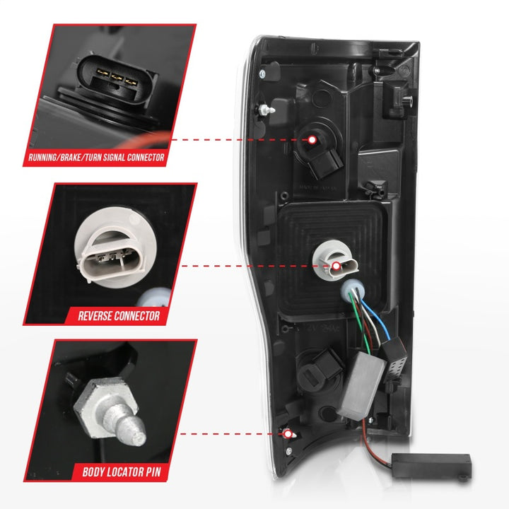 ANZO 2017+ Ford F-250 LED Taillights - Black/Smoke - Bull Strap