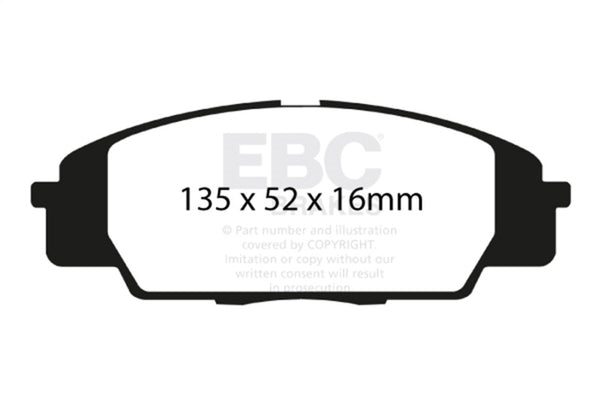 EBC 07-11 Acura CSX (Canada) 2.0 Type S Yellowstuff Front Brake Pads - Bull Strap